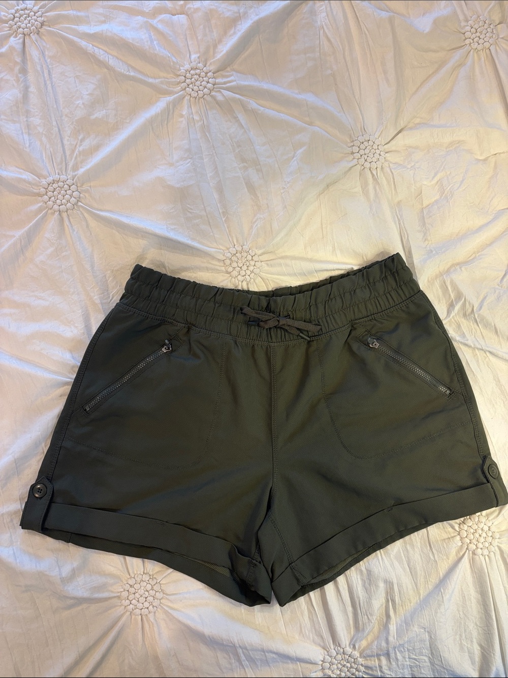 Tangerine Olive Drawstring Athletic Shorts - Picture 2 of 8